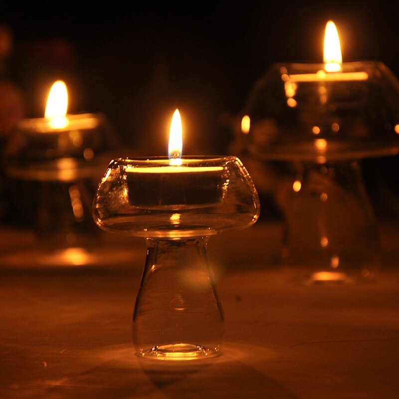 OnnPnnQ ο 2 PC ȥ  ĵ Ȧ   ׼ Crystal Glass Handmade Candlestick/OnnPnnQ New 2 Pcs Transparent Mushroom  Candle Holder for Weddings
